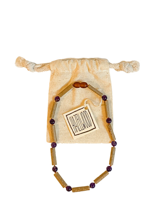 Kids Genuine Hazelwood + Amethyst Necklace