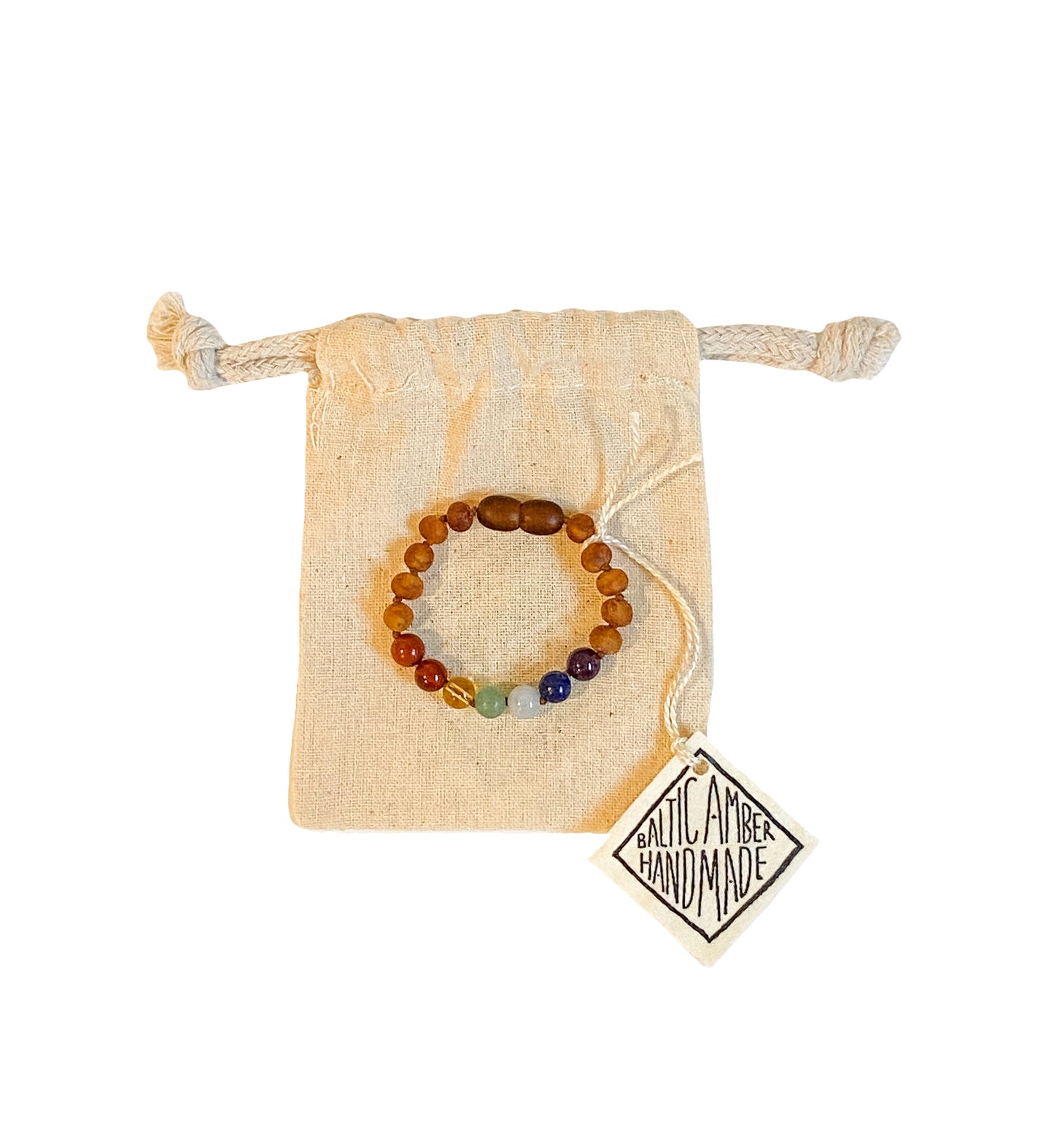 Kids Raw Amber + Rainbow Crystal Bracelet/Anklet